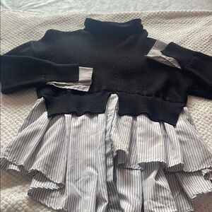 Black and White Striped Layered Sweater